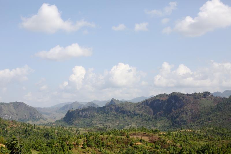 The rugged landscape on the border between Kayah and Shan states
