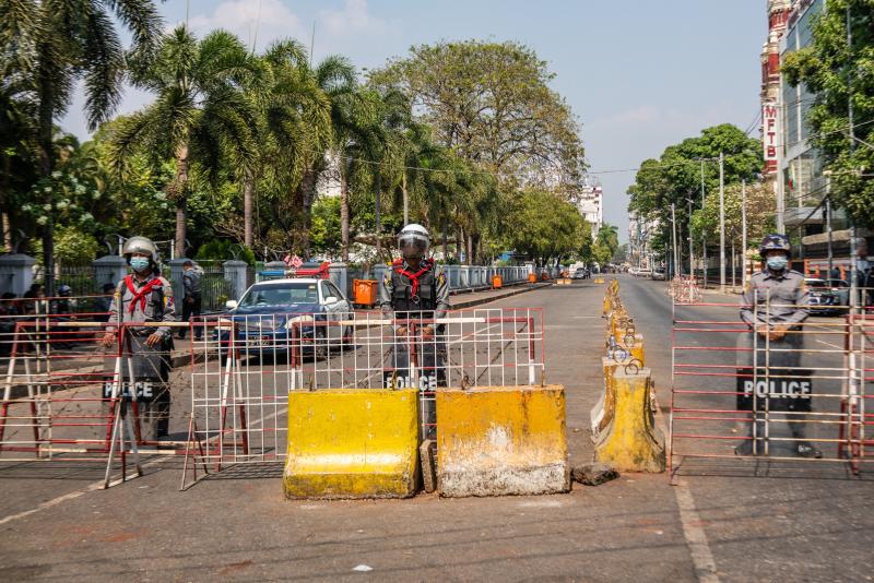 Security forces in Yangon. Photo courtesy of Richard Horsey. 