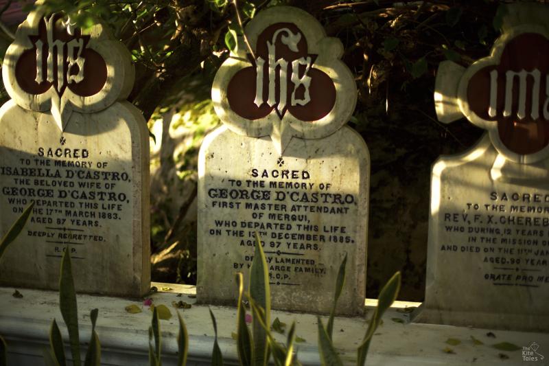 Gravestones at the church in Myeik 