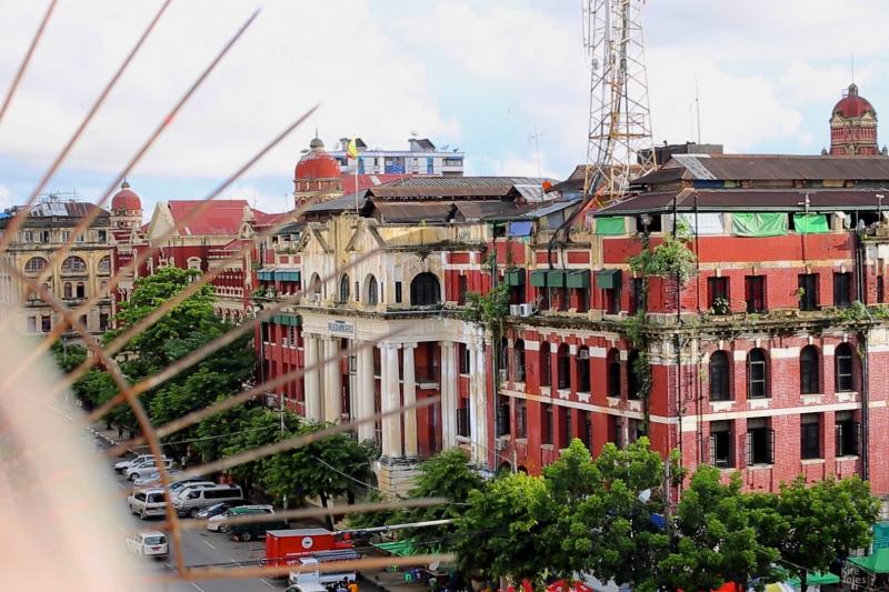 Colonial buildings line Pansodan street