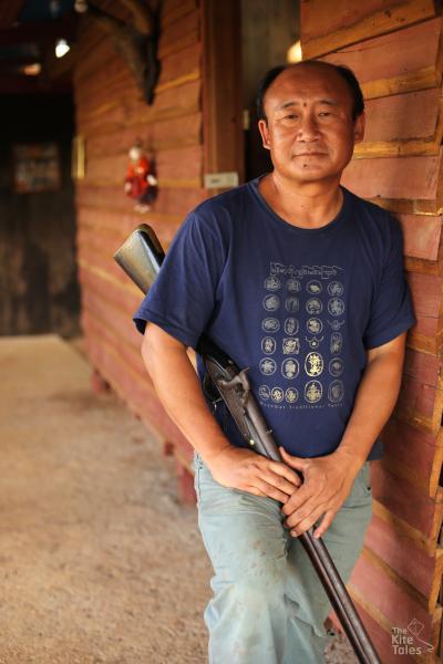 Pascal with his grandfather's antique musket