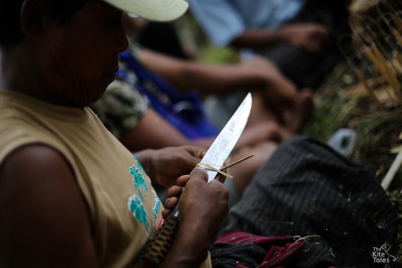 Whittling bamboo